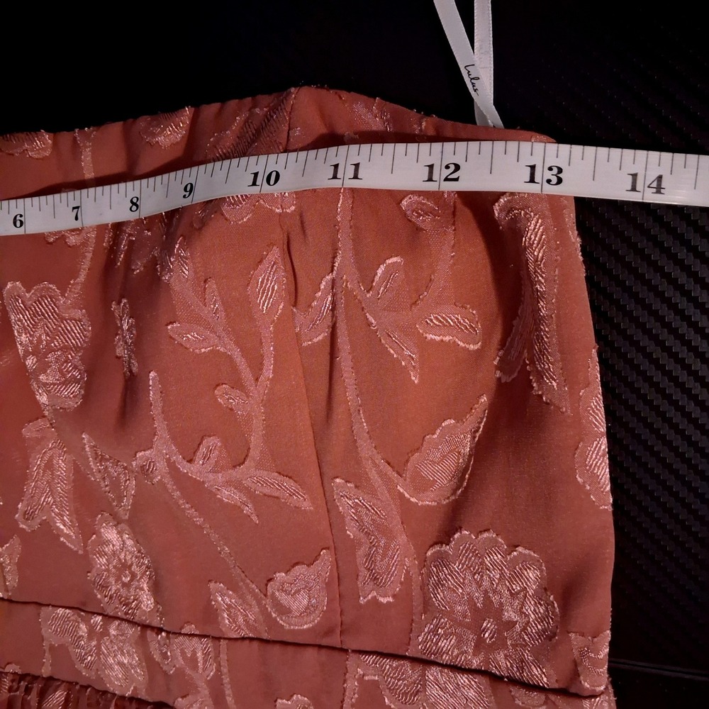 NWT Lulus Perfectly Stunning Rusty Rose Jacquard Strapless Midi Dress S Pleated - Picture 8 of 10